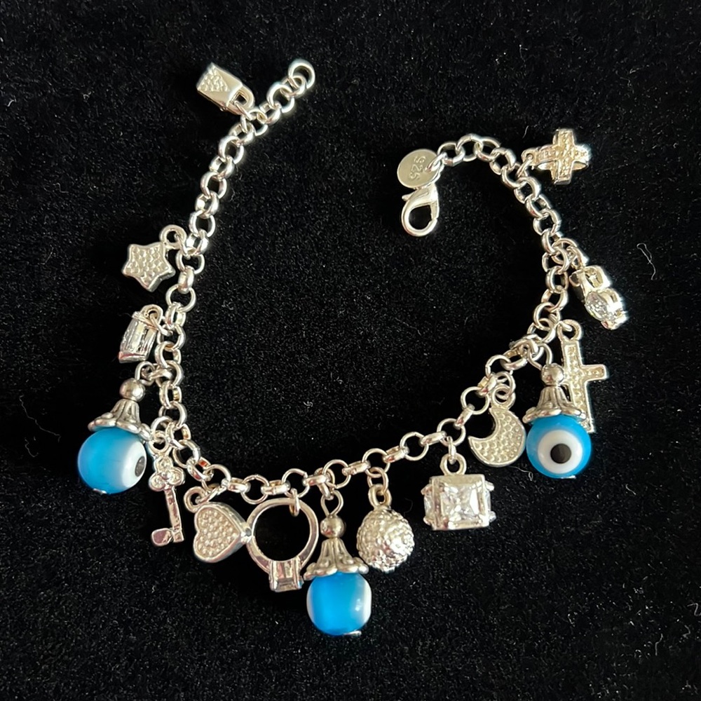 🧿Sterling Silver charm bracelet